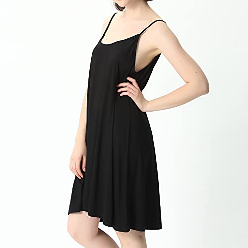 Lu's Chic Women's Bamboo Nightgown Sleepwear Cotton Cami Loungewear Plus Size Night Dress Soft Sleeveless Short Summer Camisole Pj Pajama Sleep Dress Black 3X #TOP3