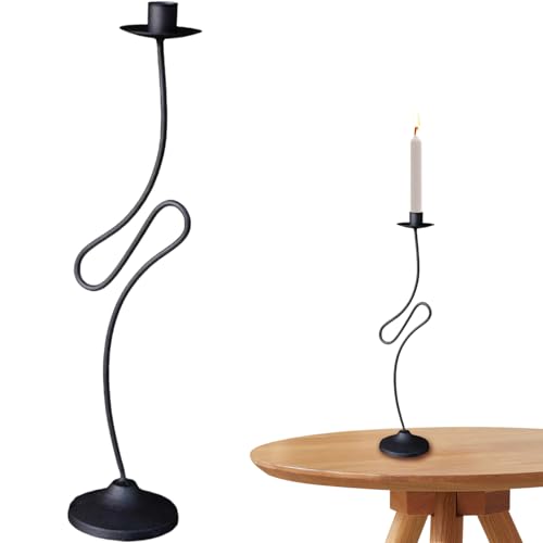 Kandelaber-Kerzenhalter, 33 cm großer Vintage-Kerzenhalter aus Gusseisen, dekorative Kegelhalter für Stumpenkerzen, Kamin-, Hochzeits- und...