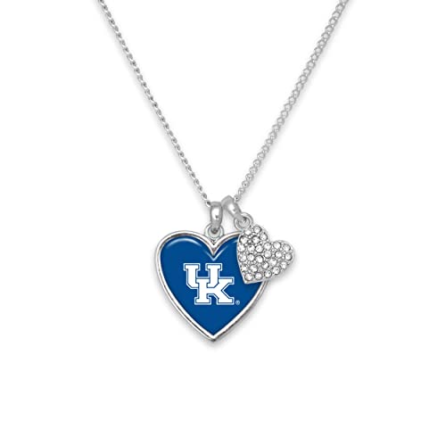 Kentucky Wildcats Amara Crystal Heart Silver Chain Necklace Jewelry Gift UK - Main Image