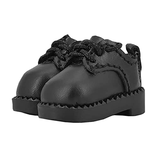 niannyyhouse Ob11 mate cabeza redonda zapatos de cuero vintage 1/12 BJD accesorios para el cuerpo de muñeca (negro)