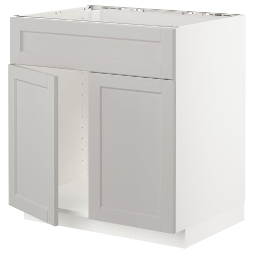 ProTuning METOD - Armario base f fregadero con 2 puertas/frontal, blanco/Lerhyttan gris claro, 80 x 60 cm