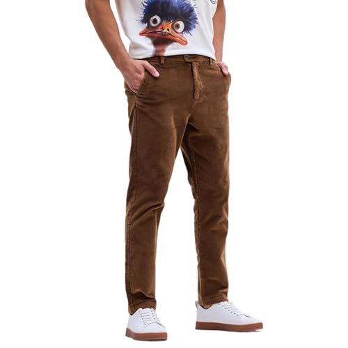 Image of SNITCH Men's Slim Fit Mid Rise Full Length Textured Trousers