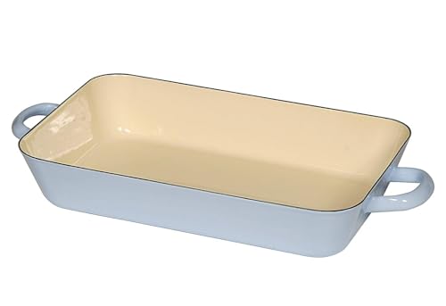 Riess 33x20cm Induction Frying Pan, Light Blue Enamel