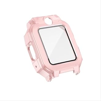GIOPUEY Case Compatible with imoo Watch Phone Z7, Glass Protective Film + Hard Plastic Bezel Cover - pink