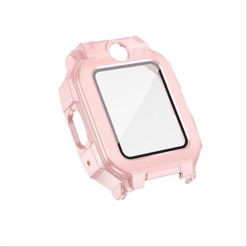 GIOPUEY Case Compatible with imoo Watch Phone Z7, Glass Protective Film + Hard Plastic Bezel Cover - pink