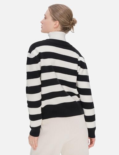 Image of Womens Striped Cardigan Sweaters Long Sleeve V Neck Open Front Button Down Sweater Ribbed Knit Button Up Cardigans Outwear