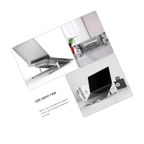 Base para laptop ajustable de aleación de aluminio con ventilador LED miniatura 2