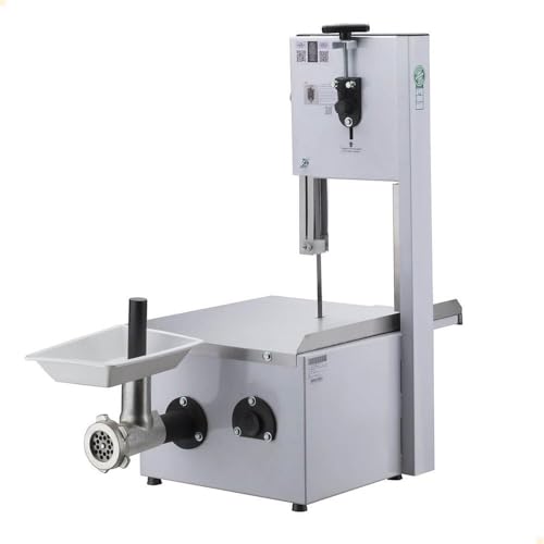 Malta Serra Fita Inox Mesa Fixa 181cm com Moedor Carne Nº8 Motor 1/2cv Monofásico Corte 300mm Mesa 490x560 Bivolt Modelo 01040