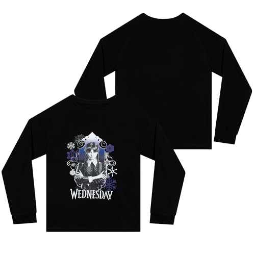 Wednesday Mädchen Schlafanzug | Mädchen-Pyjama-Sets | Die Addams Family Kinder Pyjamas | Schwarz 152
