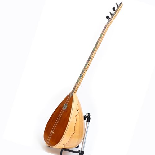 Concert Traditional Long neck Saz Made of Rare Flame Maple & Mother of Pearl Professional saz With padded case, strings & picks