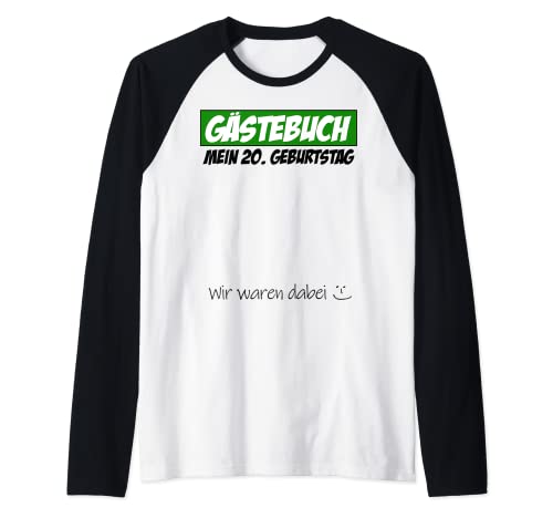 Libro de visitas para fiesta de cumpleaños número 20, hombre y mujer Camiseta Manga Raglan