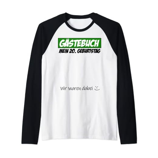 Libro de visitas para fiesta de cumpleaños número 20, hombre y mujer Camiseta Manga Raglan