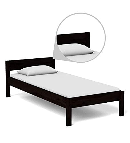 Image of Furnire Carp Solid Wood Single Bed, Black Finish, 74 x 38 in, Modern Style Bedroom Furniture