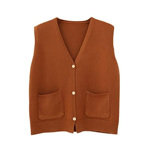 Alloaone Suéter de las mujeres chaleco bolsillo cuello en V sólido corto simple estilo coreano retro suelta Tops, As shown, XL