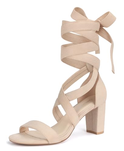Carcuume Lace Up Heels 3 Inch Strappy Heels,ELLY-CC