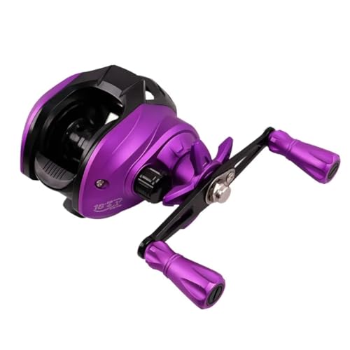 Image of High Speed Baitcasting Reel for Sea Fishing, 18+1 Ball Bearings, 7.2:1 Gear Ratio, 10kg Max Drag, Lightweight Metal and Plastic Build, Aluminum Spool, Purple