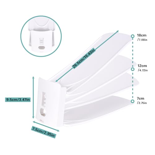 NIUQIGE Organizzatore per Scarpe - Set di 10 Scaffali Regolabili a 3 Livelli, Salvaspazio e Antiscivolo in Plastica PP, Bianco - Ideale per Armadi, Scarpiera e Portascarpe