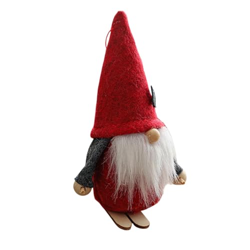 Decoración navideña de felpa de gnomos, gnomo de esquí | Decoración de bandeja escalonada con colgante de árbol de Navidad de peluche sin rostro | Juguete de peluche rústico sin rostro de Rudolph, pel
