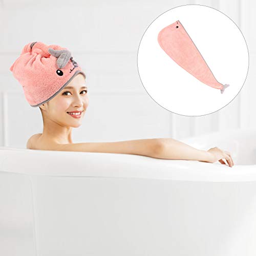 EXCEART Cabelo de Secagem Tampa Toalha Golfinho Bonito Coral Do Velo Macio Absorvente Turbante Do Ca