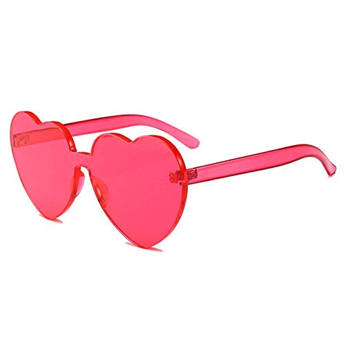OLINOWL Yoela Heart Lunettes de soleil surdimensionnées sans monture, une pièce, en forme de cœur, lunettes de soleil colorées pour femme, rose, cœur, rose, Cœur