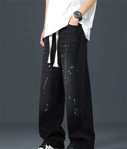 Mens Jeans Spring Vintage Straight-Leg Baggy Wide Casual Pants Large Size Streetwear Fashion4