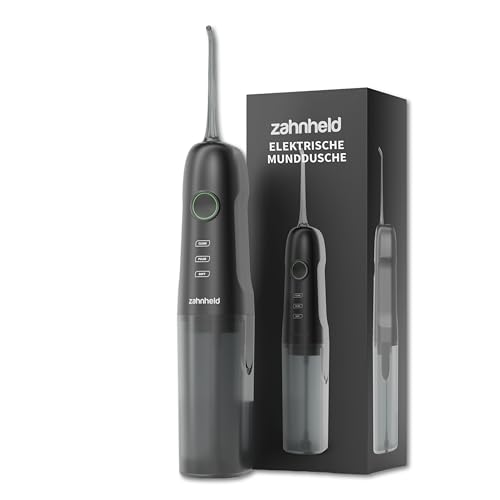 Zahnheld® Munddusche AQUADENT A2 | Kabellos | Für unterwegs und zu Hause | Water Flosser | Fördert eine effektive Reinigung der Zahnzwischenräume | 3 Programme