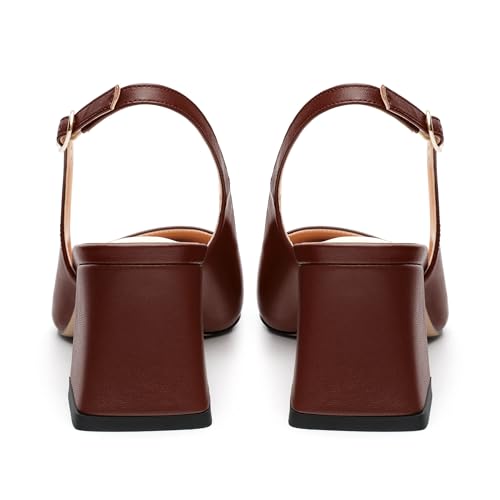 Womens Slingback Pumps, Pointed Toe Chunky Heels for Women, Adjustable Strap Mid Block Heel for Wedding Party Office Work 2.5 Inch4
