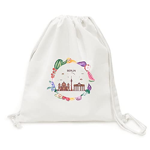 Sac en tissu pliable à sangle imprimé Berlin historique pour fruits