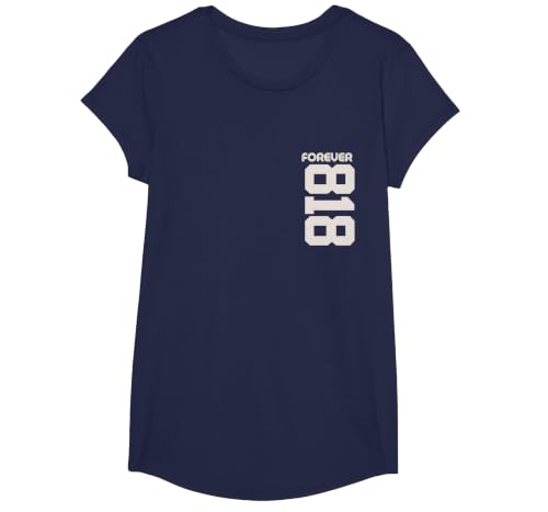 Vintage Forever 818 California Area Code 818 T-Shirt, Girls, Navy Blue, X-Small