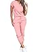 PINSV Women's 2 Piece Outfits Tracksuit Sets Short Sleeve Tops Jogger Pants with Pockets Pink M