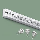 Selbstklebendes Vorhangführungs-Set, 180 cm bis 260 cm, Decken- oder Wandmontage, ultradünne Gardinenstange, weiße Seite, 2,6 m für einfache Installation und schlankes Design
