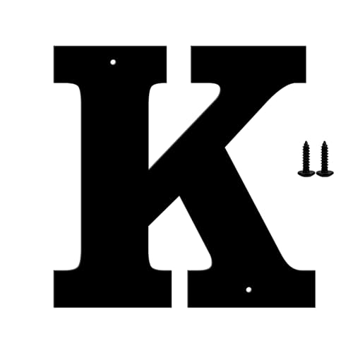 12 Inch House Numbers and Metal Letters for Outdoor Signs – Coated Address Letters for Garden, Door, and Mailbox Decoration, House Letters for Outside with Easy Installation Nail Kit (Letter K)