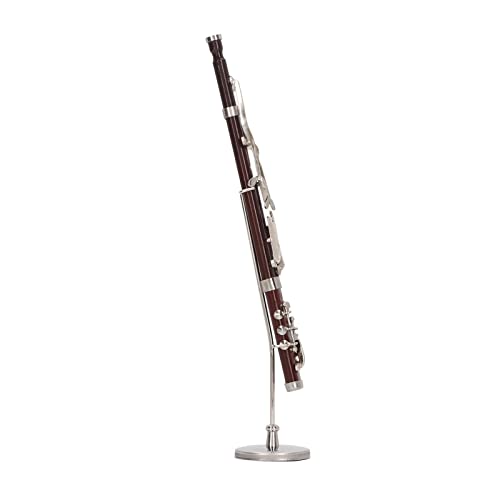 Dollhouse Miniature Bassoon Replica Simulated Metal Funny and Cute Bassoon with Coffee Stand