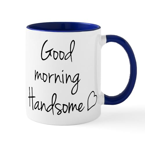 Taza de cerámica 11 oz blanca con interior azul miniatura 1
