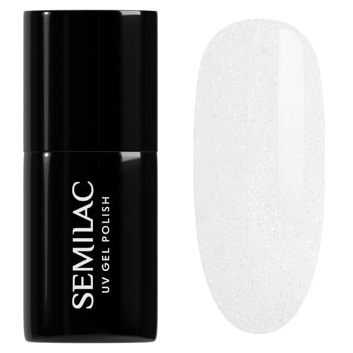 Semilac Uv Hybrid Black & White Gel Smalto Colore 091 Glitter Milk 7 Ml