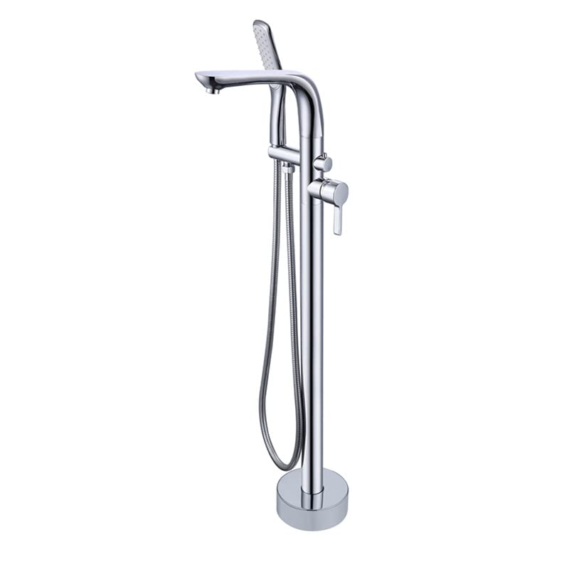 Robinet de baignoire autoportant chrome avec bec pivotant et douchette