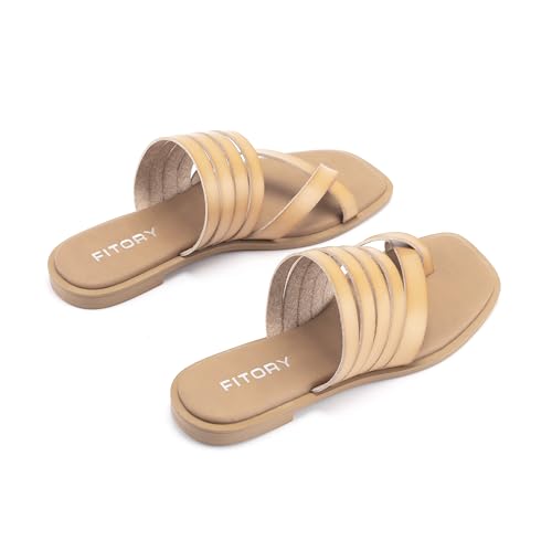 Fitory Womens Flat Straps Sandals With Casual Fashion Slides And Split Toes Style For Lady Summer Size 7 thumb #2