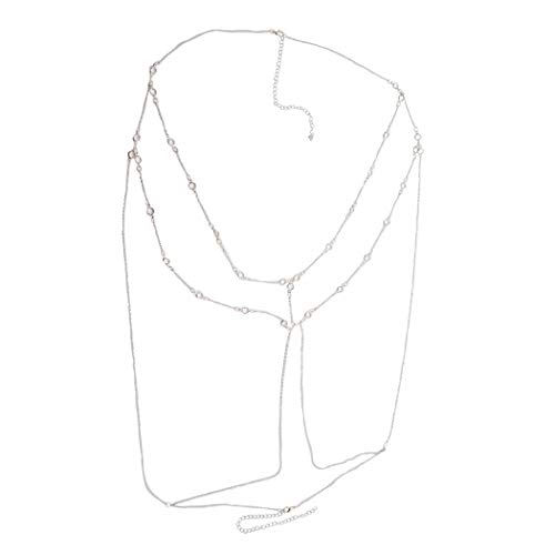 Asooll Layer Crystal Body Chain Rhinestone Bra Beach Bikini Chains Harness Chain Party Nightclub Body Accessories Jewelry For Women And Girls (Silver) #TOP5