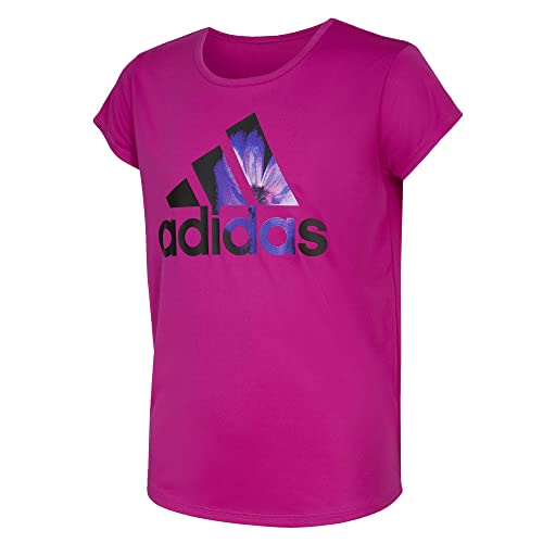 Adidas Girls' Aeroready Poly Graphic Scoop Neck Tee, Sonic Fuchsia, Large (14) #TOP18