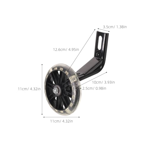 1 par de ruedas de entrenamiento para bicicleta con luz intermitente silenciosa - ruedas auxiliares para bicicleta de 12 pulgadas - ayuda para equilibrio en bicicletas infantiles, reemplazo para uso al aire libre, color negro miniatura 2