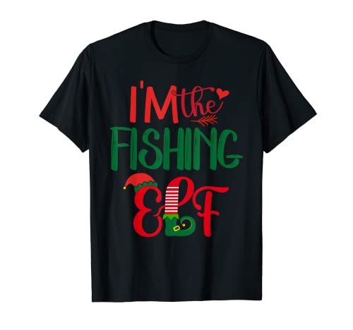 I'm The Fishing Elf Matching Group Family Christmas Pigiama Maglietta