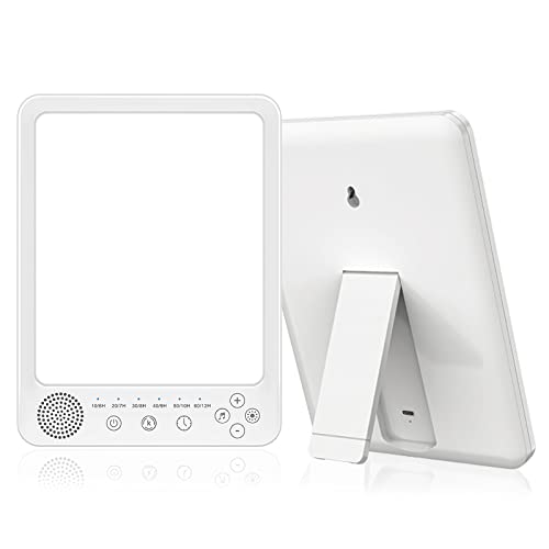 Mostop Tageslichtlampe 10000 Lux, Lichttherapielampe mit Funktion Weißes Rauschen, Tageslichtlampe schreibtisch mit Timer-Funktion, UV-freie LED Sonnenlicht Daylight Lampe mit Touch-Steuerung Cover