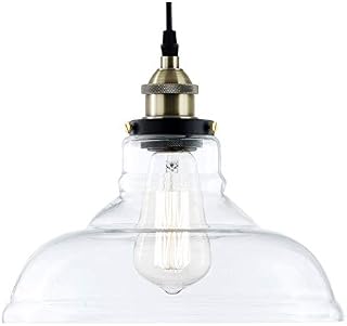 Light Society Classon Edison Pendant Light, Clear Glass Shade with Antique Brass Finish