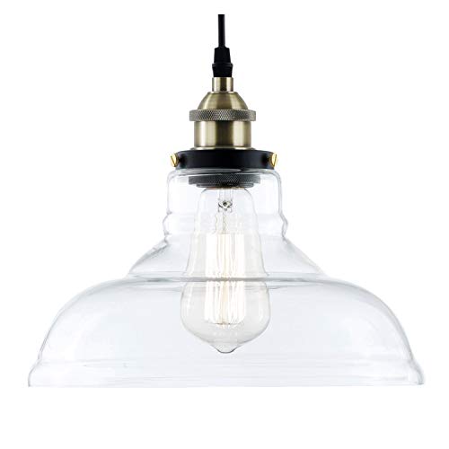 Light Society Classon Edison Pendant Light, Clear Glass Shade with Antique Brass Finish