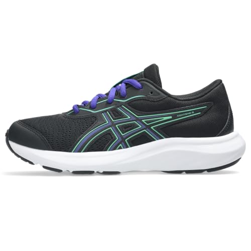 ASICS Kid's Contend 9 Grade School Running Shoes, 4.5, Black/Vital Green