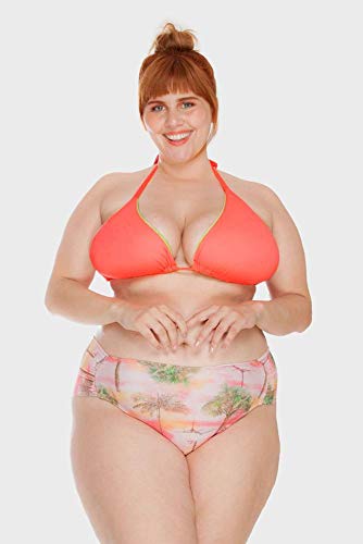 Sunkini Laterais Franzidas Plus Size Rosê