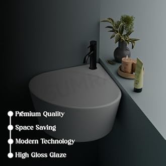 Ceramic Corner Basin/wall Mount Basin for Bathroom/wall Hung Wash Basin/small Corner Sink (White)