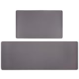 Lyeasw Juego de 2 tapetes de cocina grises, antideslizantes, impermeables, de PVC, acolchados, antifatiga, para suelo, fregadero, 17 x 47 pulgadas + 17 x 29 pulgadas