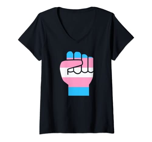 Mujer Orgullo Transgénero Trans Puño Orgullo - LGBTQ+ Camiseta Cuello V