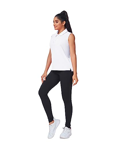 Swisswell Women's Polo Sleeveless Golf Shirt Hidden Buttons Tennis Lightweight Tank Tops Polo Shirts For Women White S #TOP1